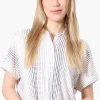 Beecher Brook Dotted Cropped Short Sleeve Blouse - White