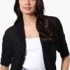 Beechers Brook 3/4 Sleeve Open Shrug Cardigan - Black