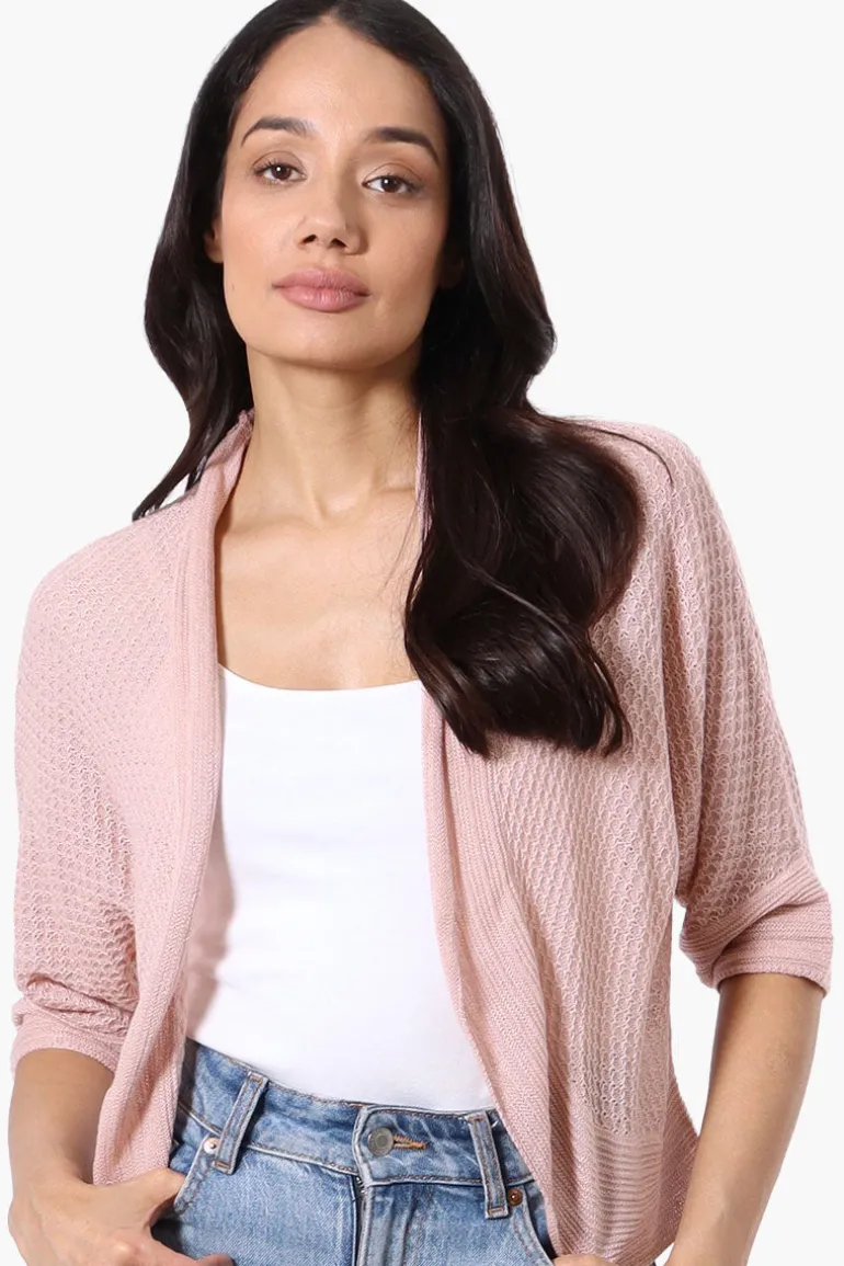 Beechers Brook 3/4 Sleeve Open Shrug Cardigan - Pink