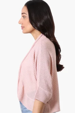 Beechers Brook 3/4 Sleeve Open Shrug Cardigan - Pink