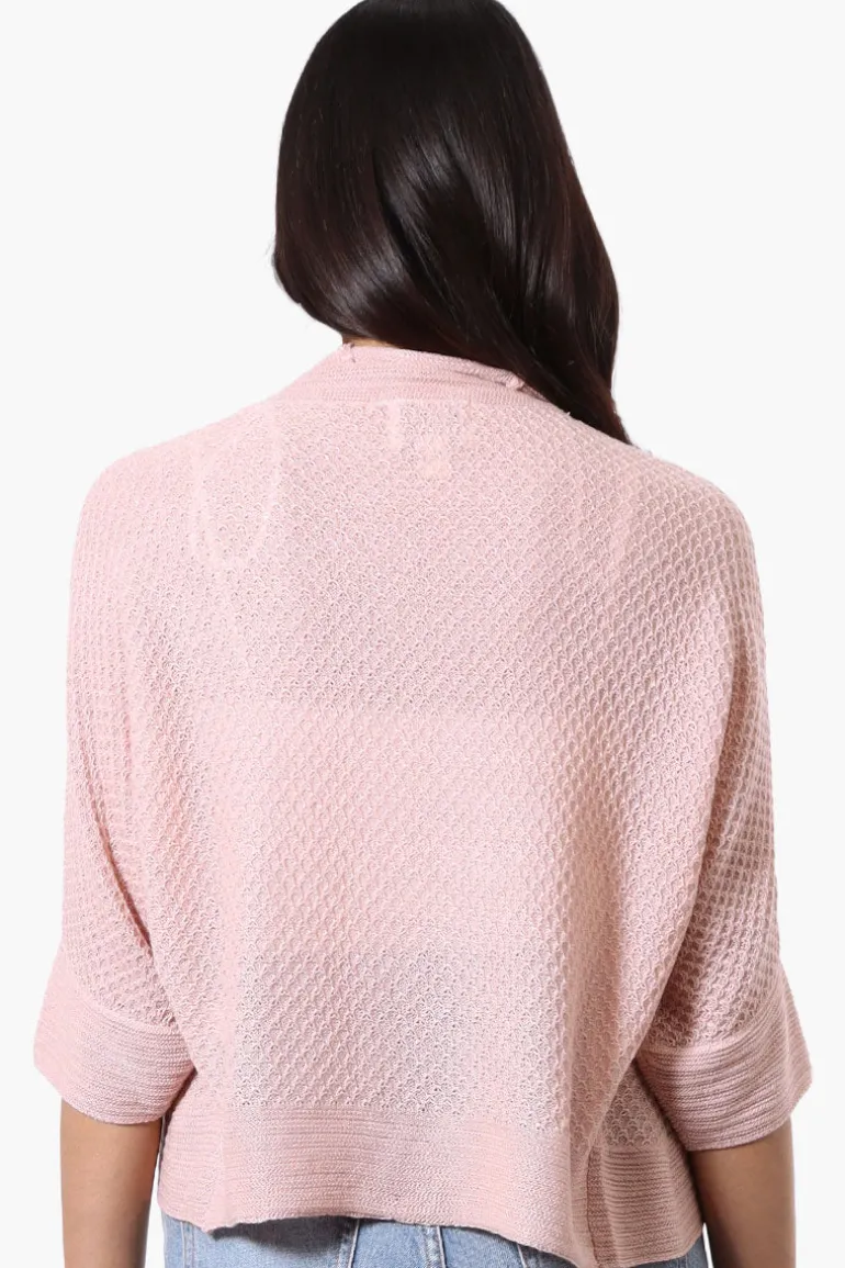 Beechers Brook 3/4 Sleeve Open Shrug Cardigan - Pink