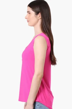 Beechers Brook Basic 1/4 Zip Tank Top - Pink
