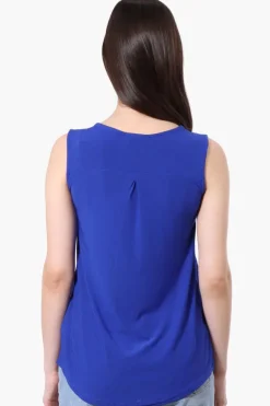 Beechers Brook Basic 1/4 Zip Tank Top - Blue
