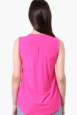 Beechers Brook Basic 1/4 Zip Tank Top - Pink