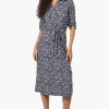 Beechers Brook Belted Floral Roll Up Sleeve Maxi Dress - Navy