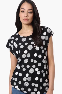 Beechers Brook Dotted Cap Sleeve Tee - Black