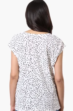 Beechers Brook Dotted Cap Sleeve Tee - White
