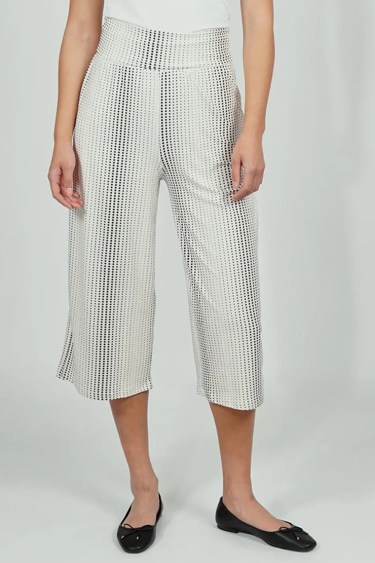 Beechers Brook Dotted Pattern Fold Over Cropped Pants - White