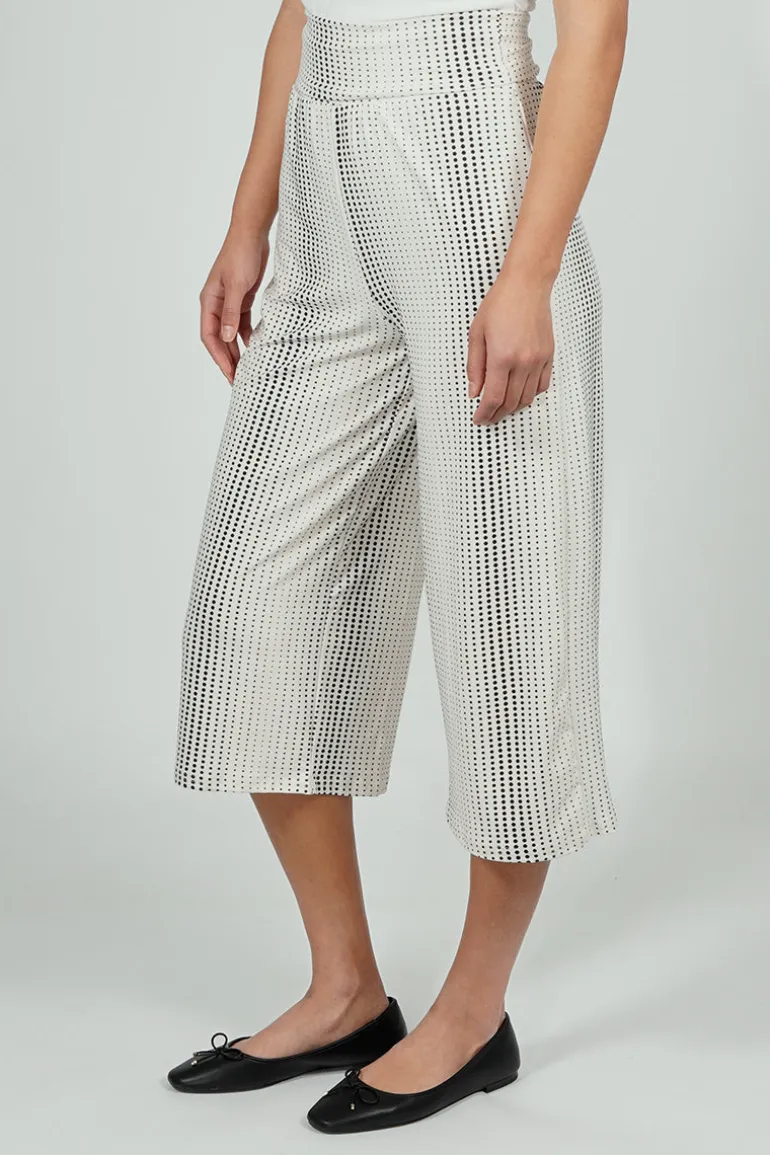 Beechers Brook Dotted Pattern Fold Over Cropped Pants - White