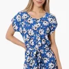 Beechers Brook Floral Belted Button Down Day Dress - Blue