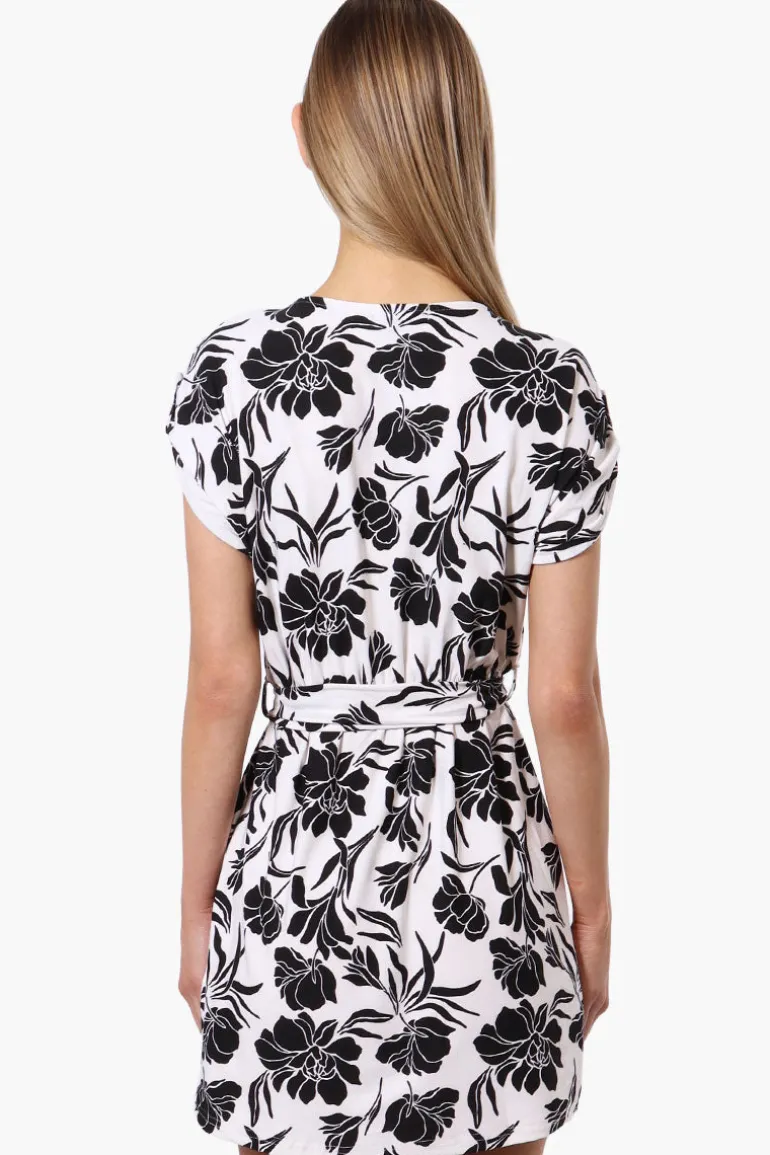 Beechers Brook Floral Belted Button Down Day Dress - White