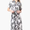 Beechers Brook Floral Button Down Belted Maxi Dress - White
