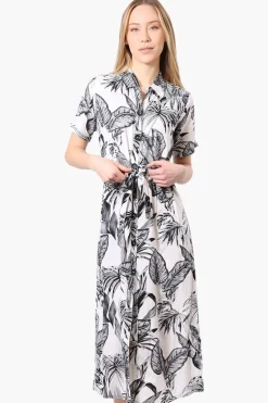 Beechers Brook Floral Button Down Belted Maxi Dress - White