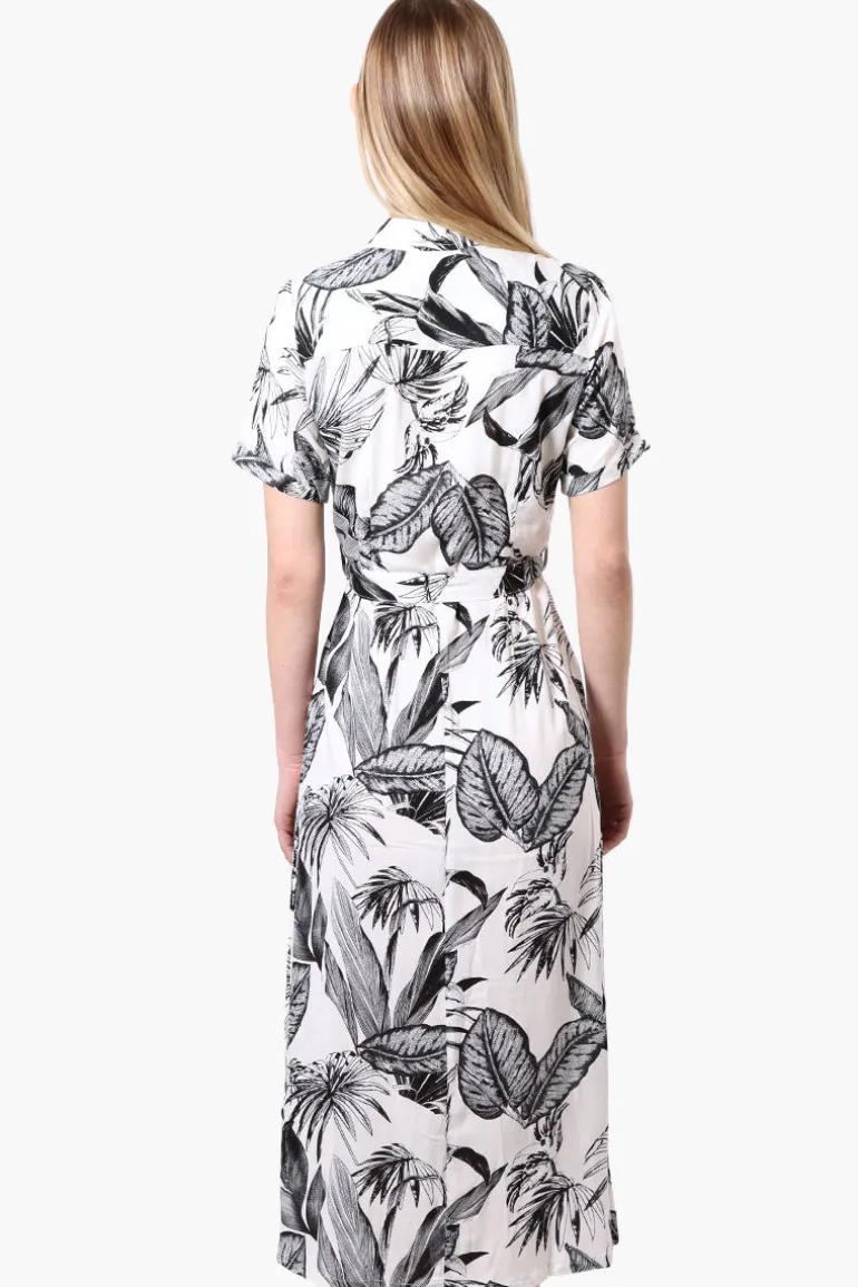 Beechers Brook Floral Button Down Belted Maxi Dress - White