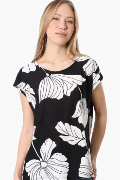 Beechers Brook Floral Cap Sleeve Tee - Black