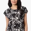 Beechers Brook Floral Cap Sleeve Tee - Black