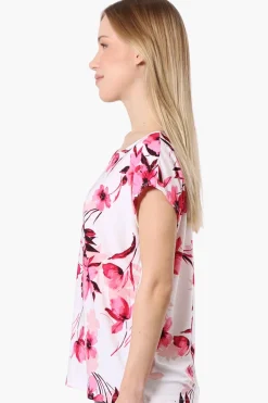 Beechers Brook Floral Cap Sleeve Tee - White