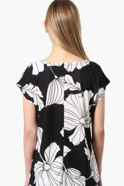 Beechers Brook Floral Cap Sleeve Tee - Black