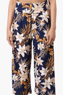 Beechers Brook Floral Fold Over Cropped Pants - Navy