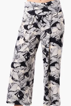Beechers Brook Floral Fold Over Cropped Pants - Navy