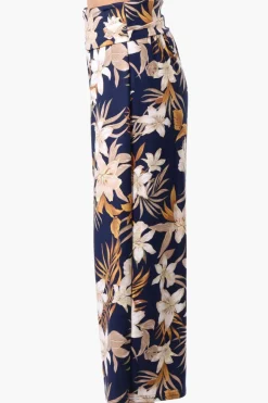 Beechers Brook Floral Fold Over Cropped Pants - Navy