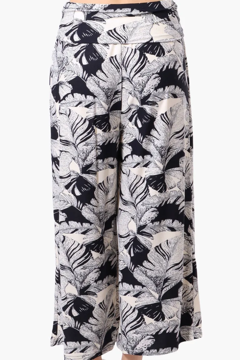 Beechers Brook Floral Fold Over Cropped Pants - Navy