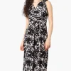 Beechers Brook Floral Padded Crossover Maxi Dress - Beige