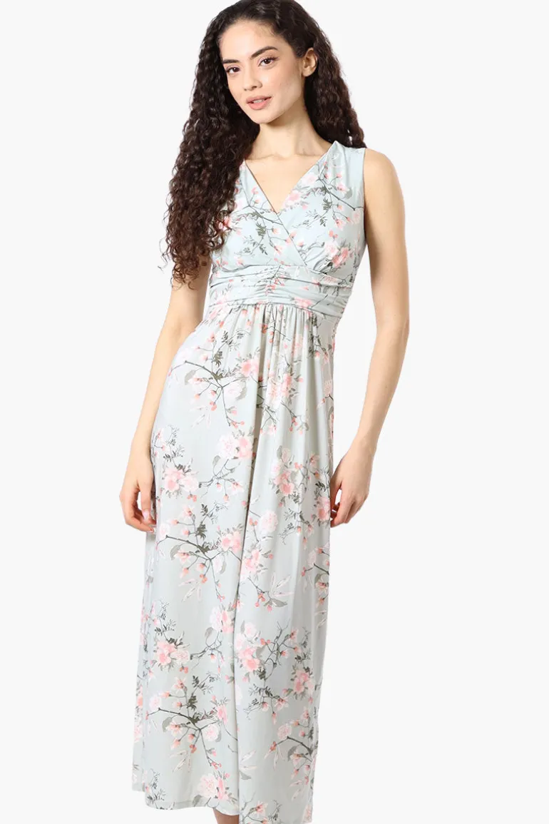 Beechers Brook Floral Padded Crossover Maxi Dress - Mint