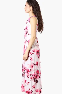 Beechers Brook Floral Padded Crossover Maxi Dress - White