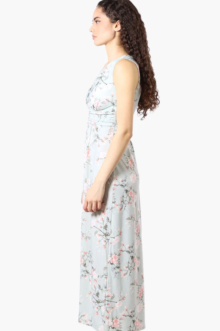 Beechers Brook Floral Padded Crossover Maxi Dress - Mint