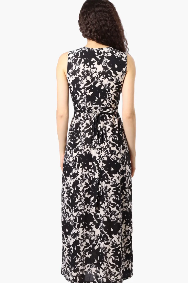 Beechers Brook Floral Padded Crossover Maxi Dress - Beige