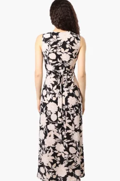 Beechers Brook Floral Padded Crossover Maxi Dress - Black