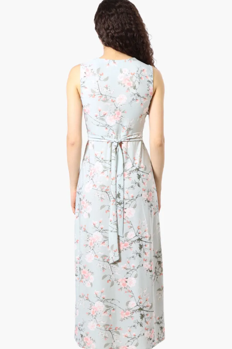 Beechers Brook Floral Padded Crossover Maxi Dress - Mint