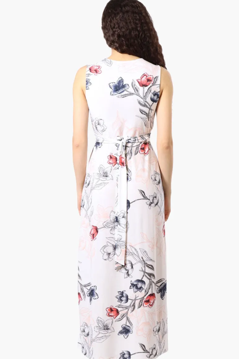 Beechers Brook Floral Padded Crossover Maxi Dress - White