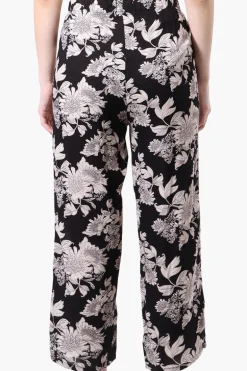 Beechers Brook Floral Tie Waist Cropped Pants - Black