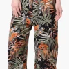 Beechers Brook Leaf Pattern Fold Over Cropped Pants - Black