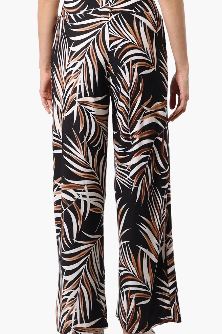 Beechers Brook Leaf Print Wide leg Pants - Black