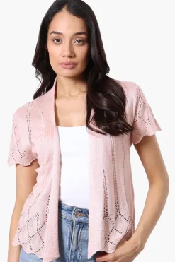 Beechers Brook Open Cap Sleeve Shrug Cardigan - Blush
