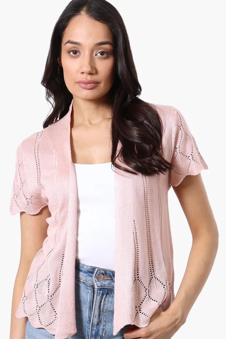 Beechers Brook Open Cap Sleeve Shrug Cardigan - Blush