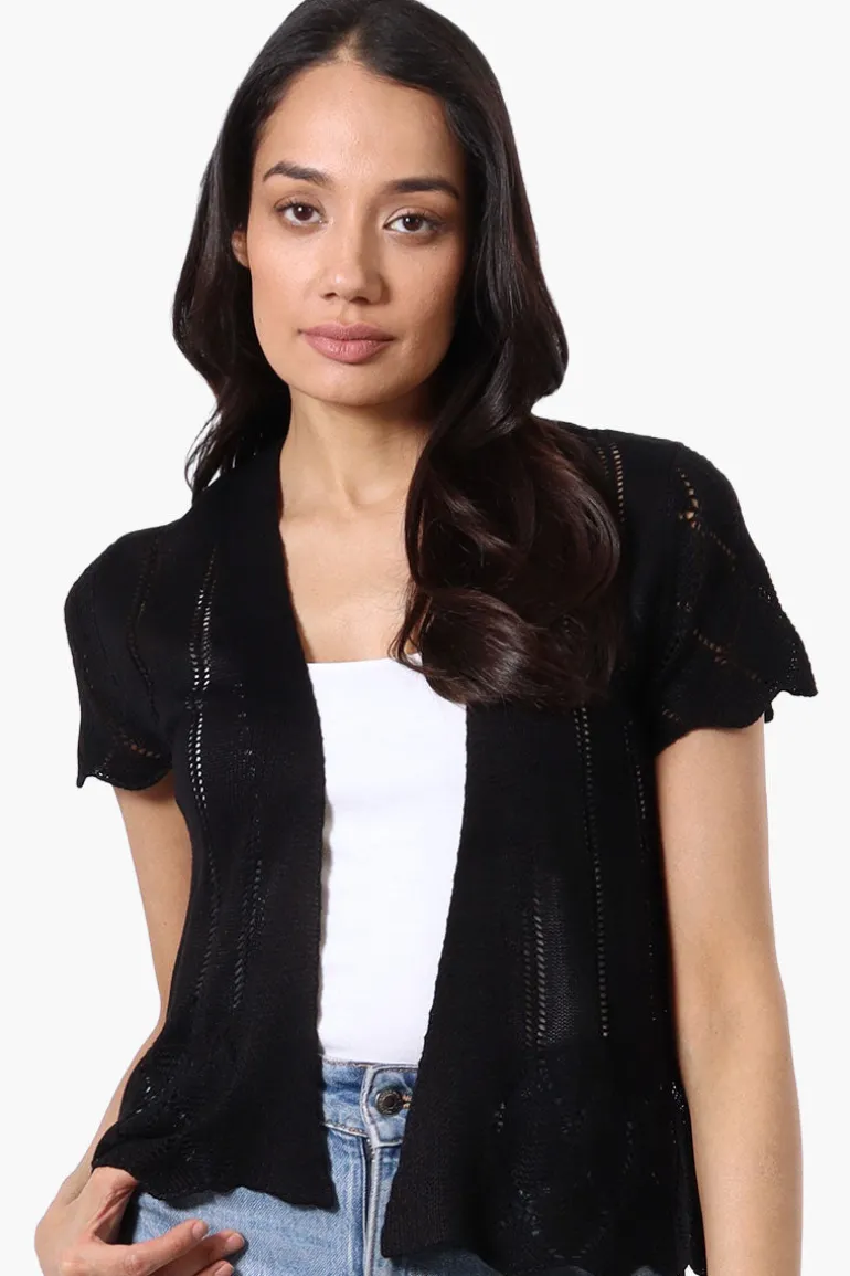 Beechers Brook Open Cap Sleeve Shrug Cardigan - Black