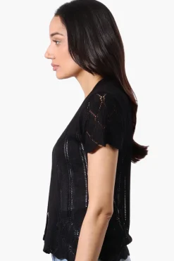 Beechers Brook Open Cap Sleeve Shrug Cardigan - Black
