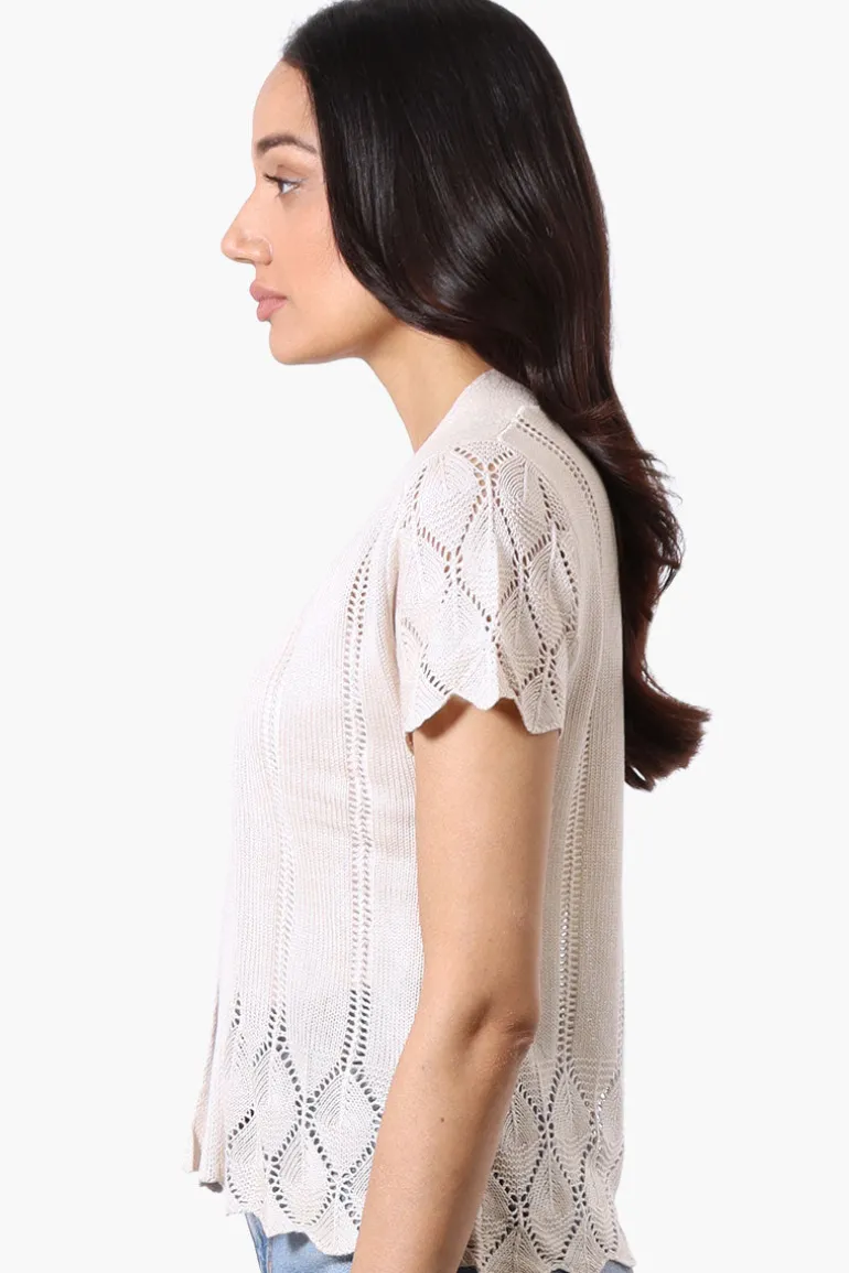 Beechers Brook Open Cap Sleeve Shrug Cardigan - Beige