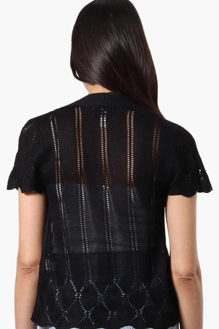 Beechers Brook Open Cap Sleeve Shrug Cardigan - Black