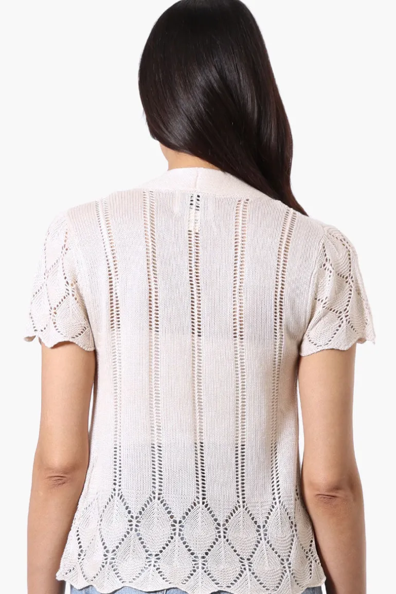 Beechers Brook Open Cap Sleeve Shrug Cardigan - Beige