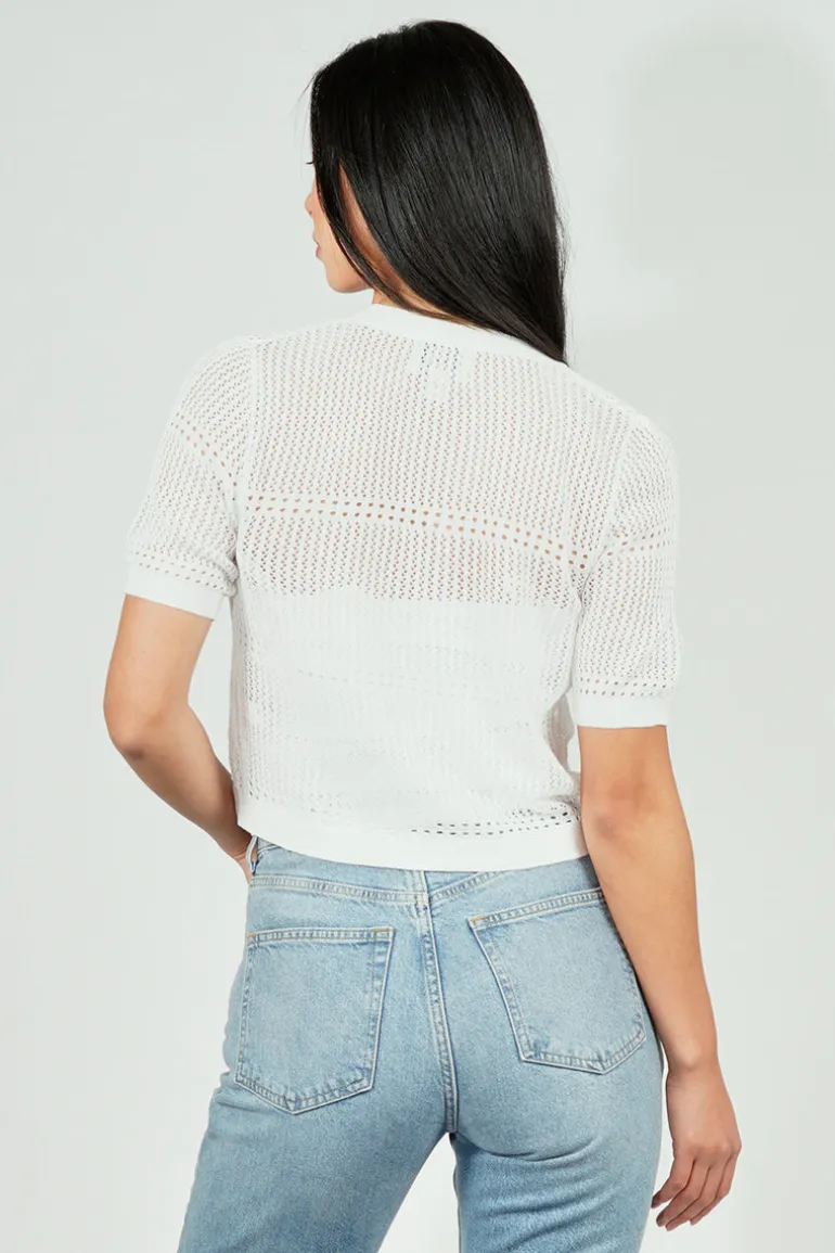 Beechers Brook Open Crochet Shrug Cardigan - White