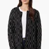 Beechers Brook Open Diamond Pattern Cardigan - Black