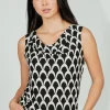 Beechers Brook Patterned Cowl Neck Tank Top - Black