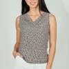 Beechers Brook Patterned Cowl Neck Tank Top - Black