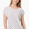 Beechers Brook Patterned Cap Sleeve Tee - White