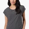 Beechers Brook Patterned Cap Sleeve Tee - Black